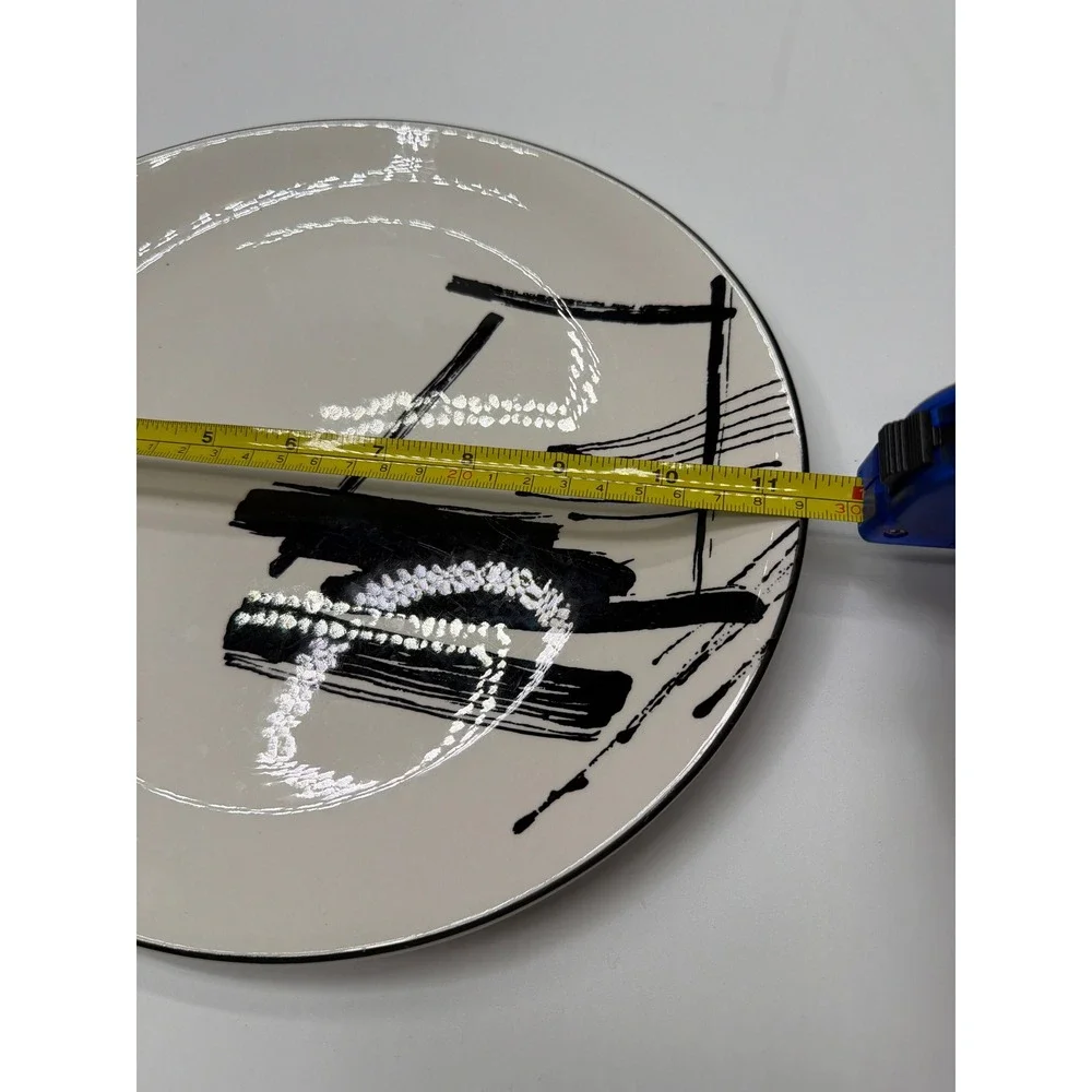 Sango Larry‎ Laslo Calligraphy Dinnerware Set 1986 Vintage Black White 12 Piece